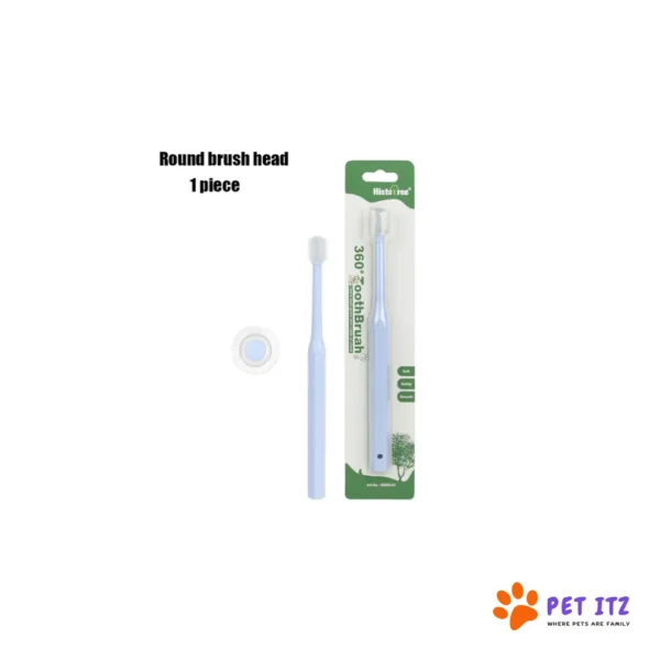 Round Pet Toothbrush Blue for dogs and cats