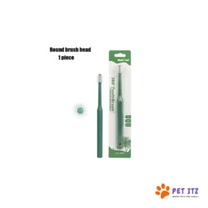 Round Pet Toothbrush Green for dogs and cats